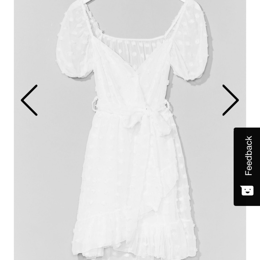 Nasty Gal Ruffle Hem Tie Waist Dobby Mesh Dress - Picture 2 of 8